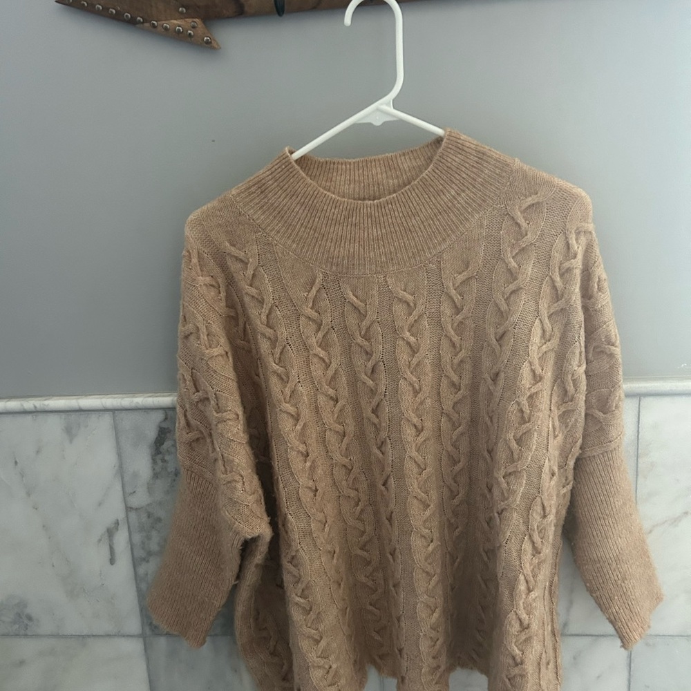 Cozy Tan Cable Knit Sweater Kerisma camel Eco Yarn Series